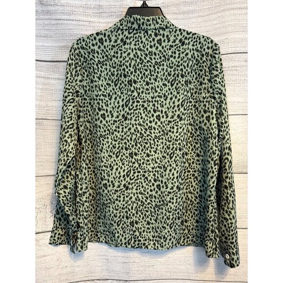 Ecowish Vintage Leopard Print Long Sleeve Button-Down Blouse Size M - Picture 3 of 3